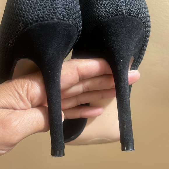 Catherine Malandrino black mesh Knitty peep toe bootie size 8.5 - Picture 7 of 9